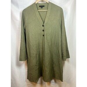 Ann Taylor green henley ribbed knit sweater dress womens medium casual comfort